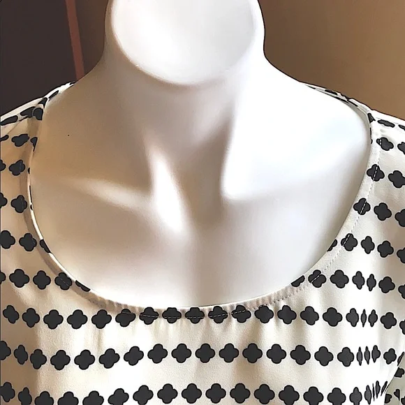 L BRIXON IVY SCOOP NECK  BLACK & CREAM PULL OVER BLOUSE 3/4 LOOSE Sleeve… - Picture 2 of 13